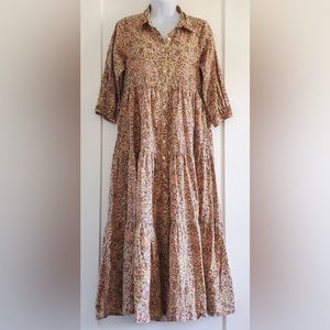 Natural Life Tiered Dress - FLORAL NATURE COLOR NEUTRAL SZ L XL